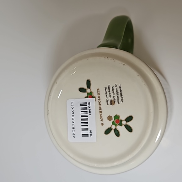 Anthropologie Limited Edition Festive bistro tile monogram mug initial F - Picture 7 of 8